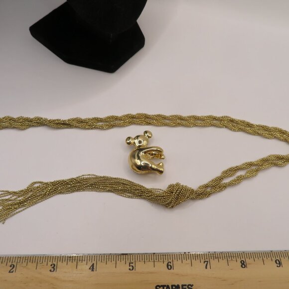 Gold Tone Tassel Rhinestone Koala Bear Necklace - Picture 12 of 14